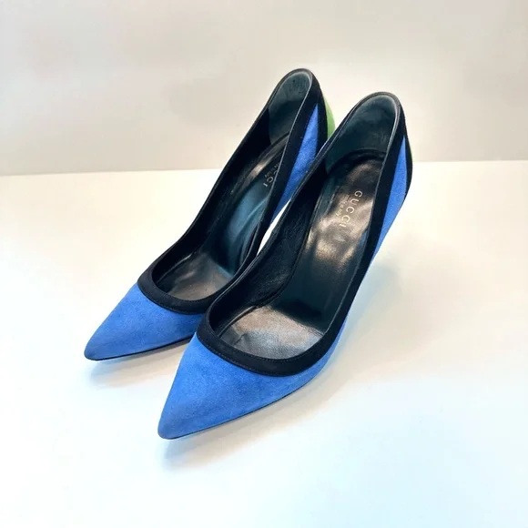 Gucci Tricolor Suede Pointed Toe Pumps – Size 36.5 - Picture 3 of 10